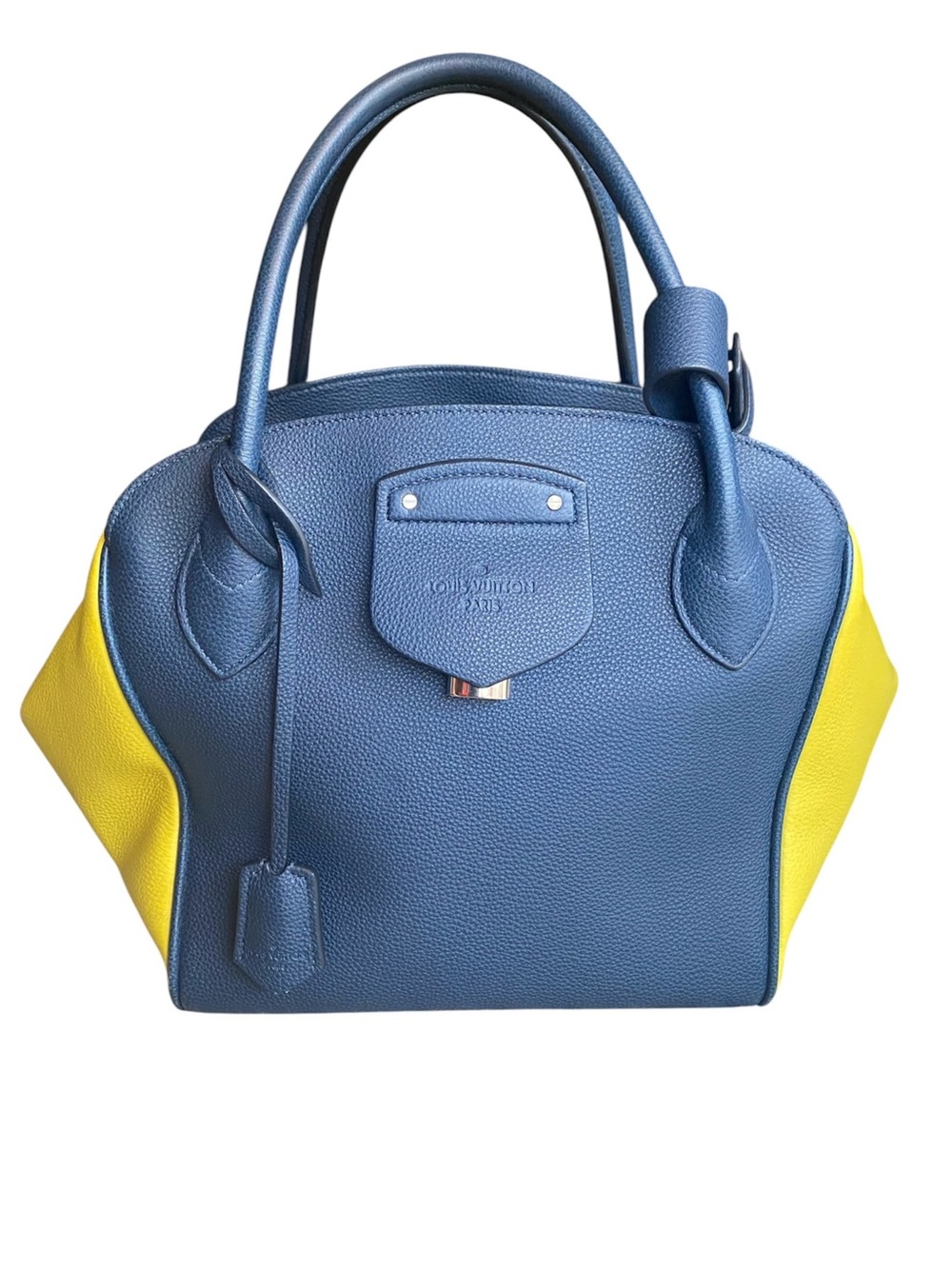 Louis Vuitton Custom Milaris Blue and Yellow Calfskin Top Handle Bag